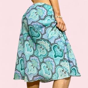 IZ Byer California Aqua Paisley Midi Skirt